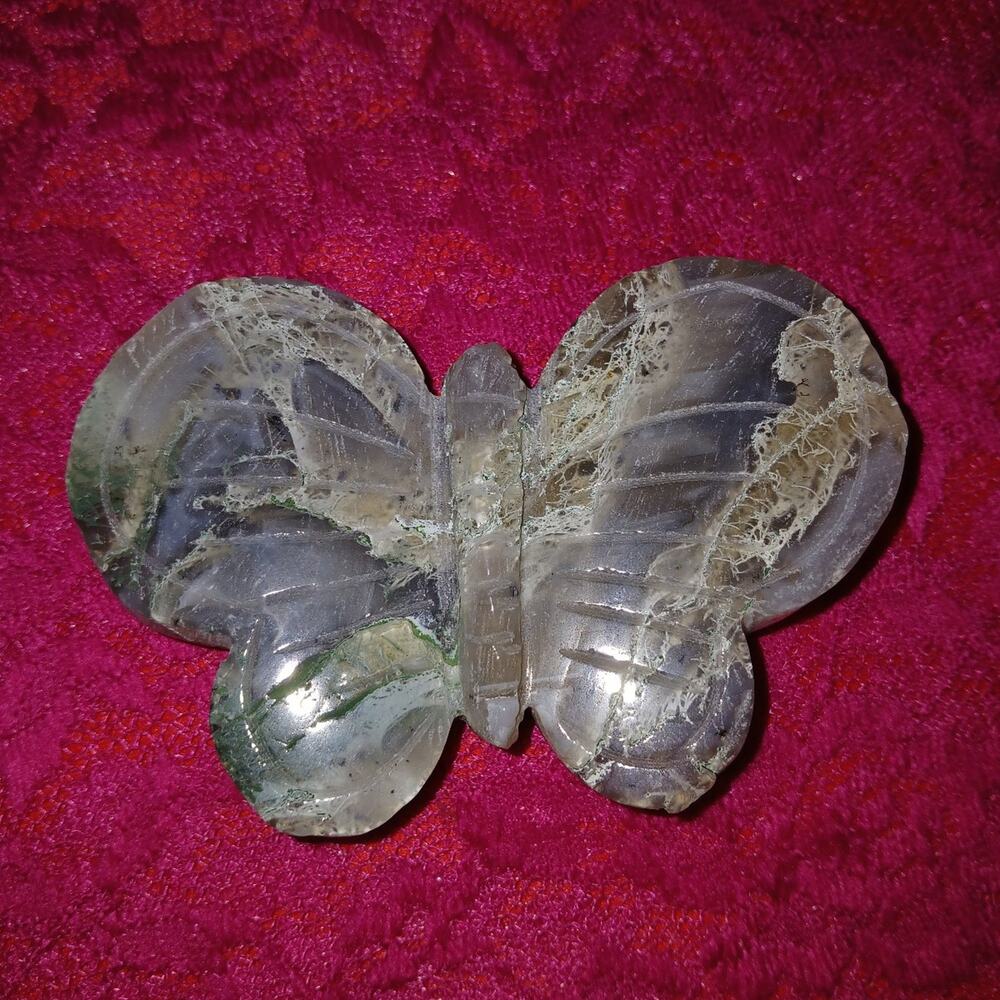 Moss Agate Crystal Butterfly